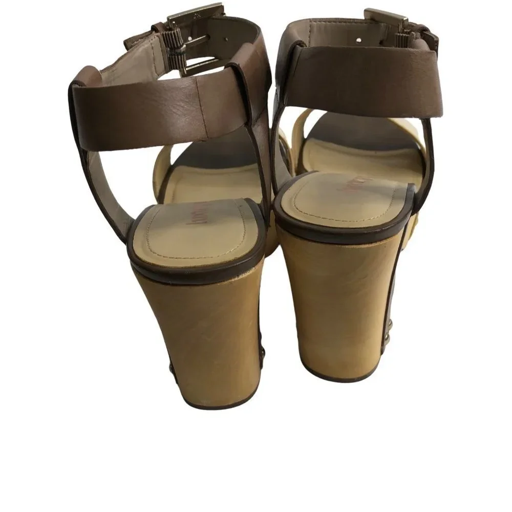 Luxury Rebel Women's Fern Wood Platfrom Ankle Strap  sz‎ 38.5M  US 8M